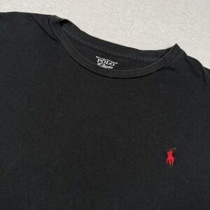 Polo Ralph Lauren Shirt Mens XL Black Short Sleeve Crewneck Red Pony Cotton Tee
